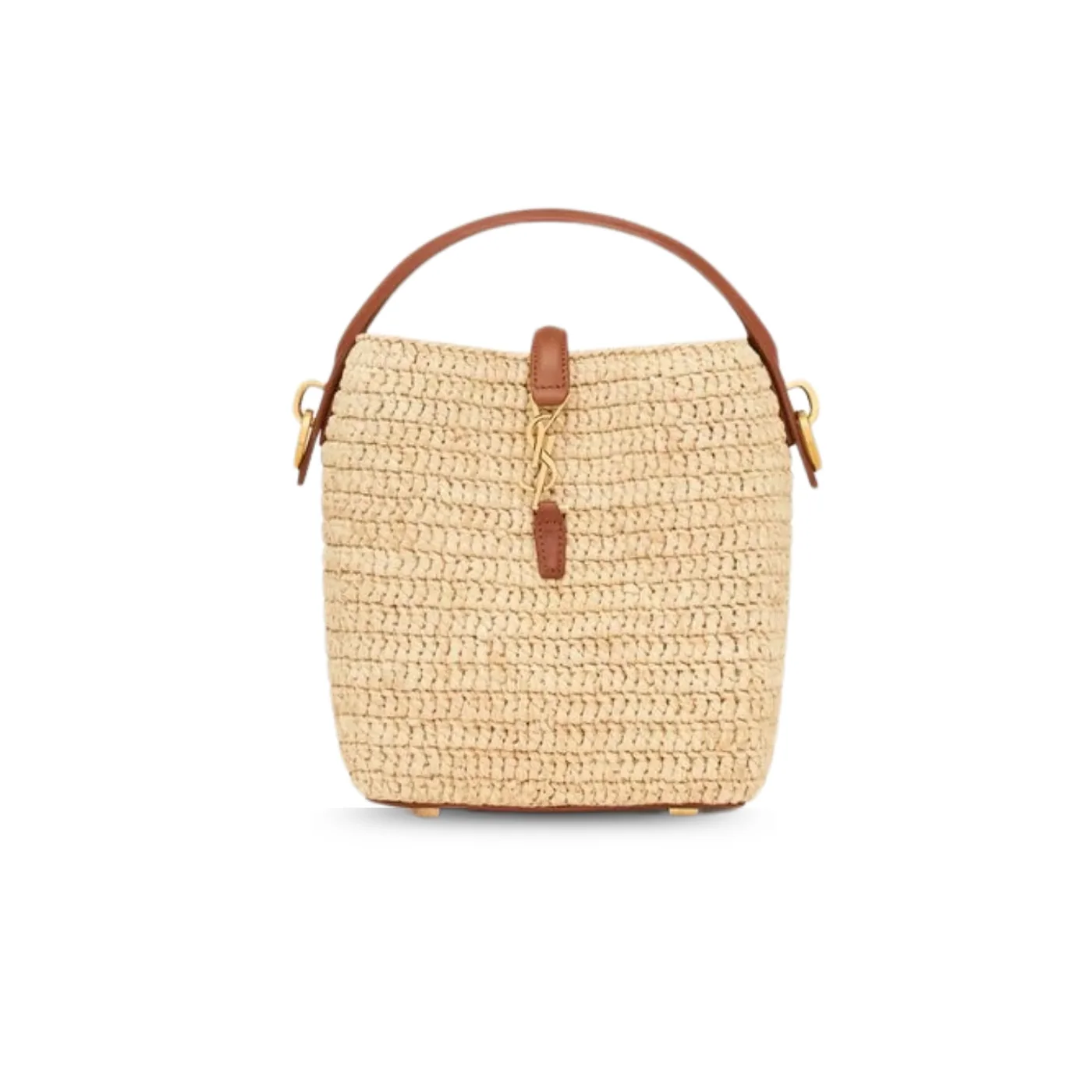 Saint Laurent LE 37 Mini Bucket Bag in Naturel Raffia Gold Hardware