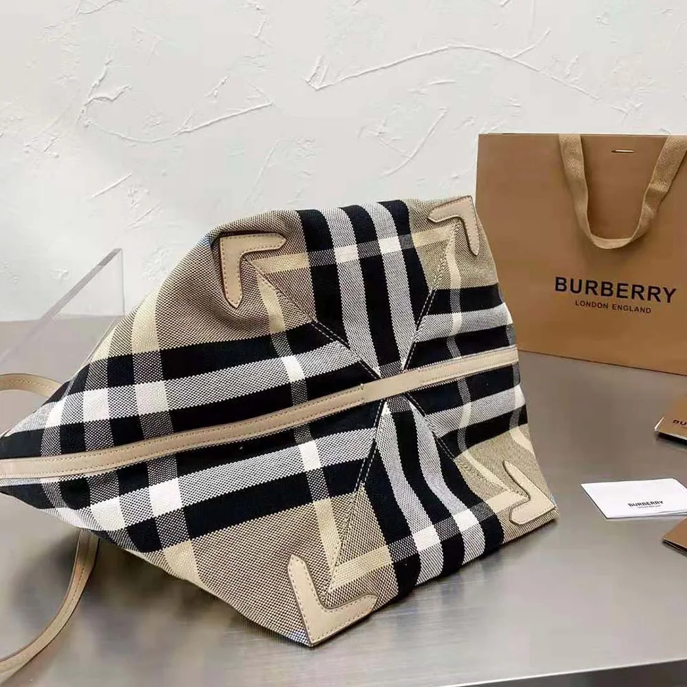 Burberry Medium Check Canvas Beach Tote for Women Burberry Medium Check Canvas Beach Tote for Women