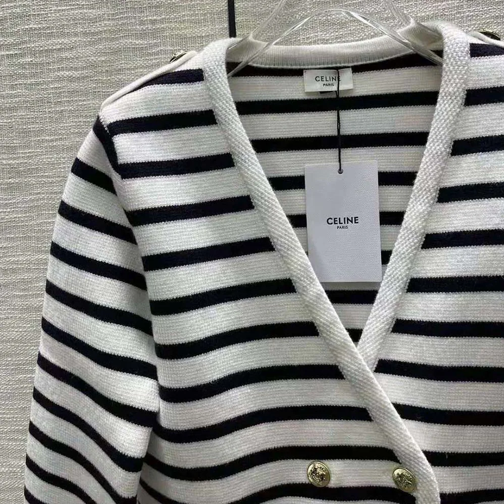 Celine Cropped Cardigan in Marinière Wool for Women Celine Cropped Cardigan in Marinière Wool for Women