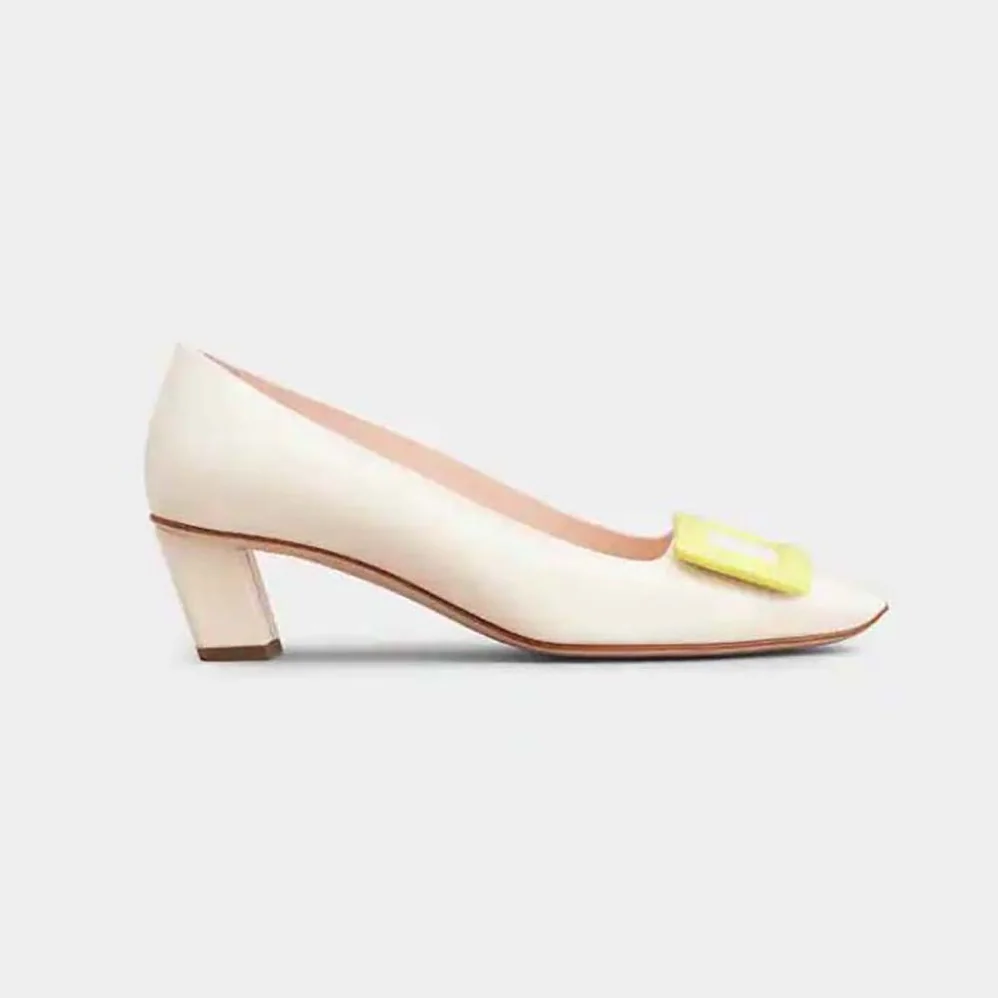 Roger Vivier Patent Leather Belle Vivier Pumps for Women in White Roger Vivier Patent Leather Belle Vivier Pumps for Women in White