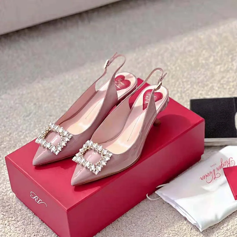 Roger Vivier Virgule Strass Buckle Slingback Pumps in Patent Leather for Women