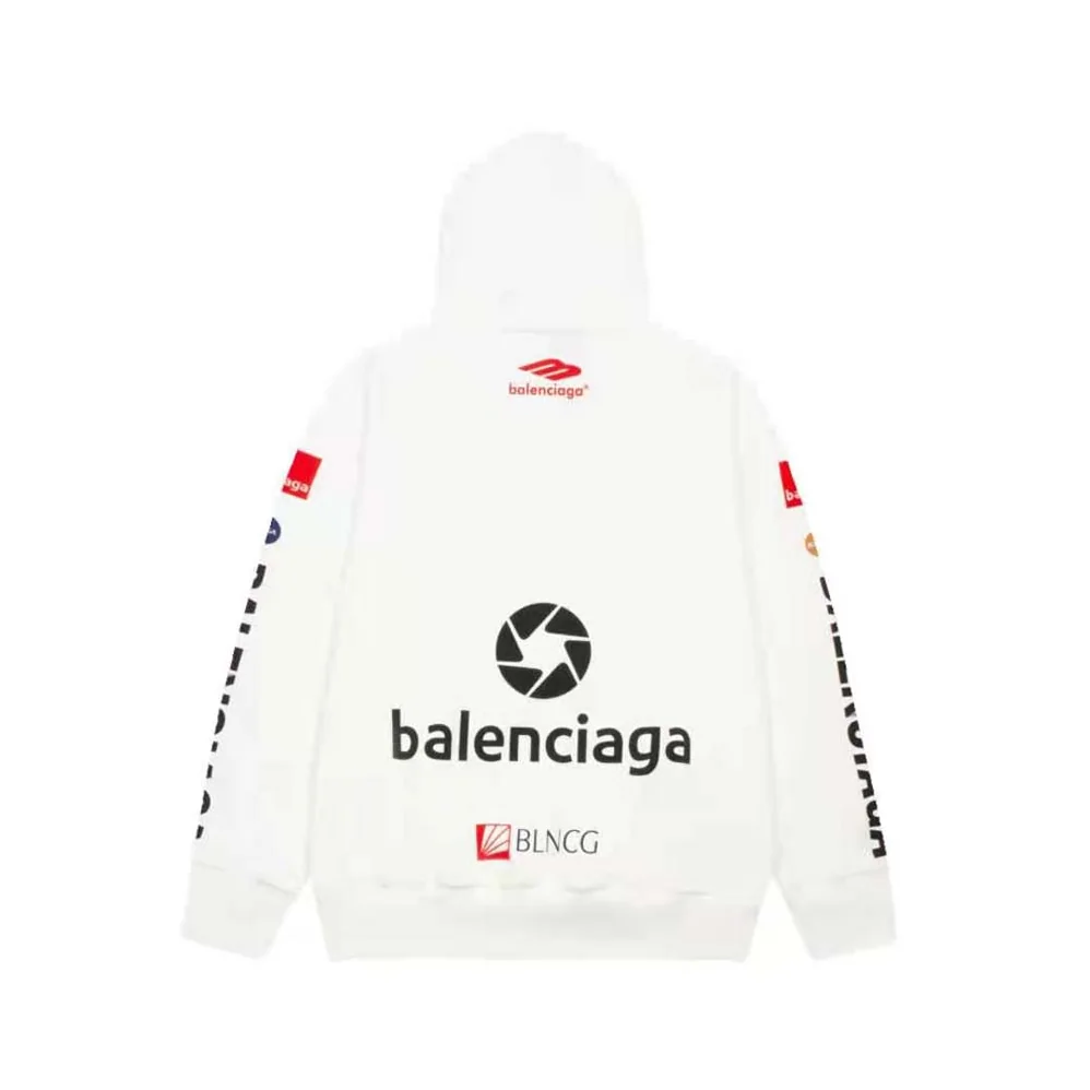 Balenciaga Top League Hoodie Oversized in White for Women