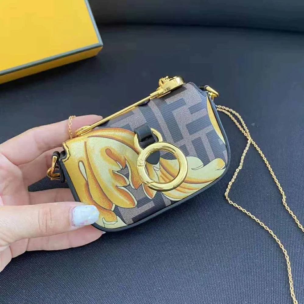 Fendi Nano Baguette Charm Fendace Black Leather Charm for Women Fendi Nano Baguette Charm Fendace Black Leather Charm for Women