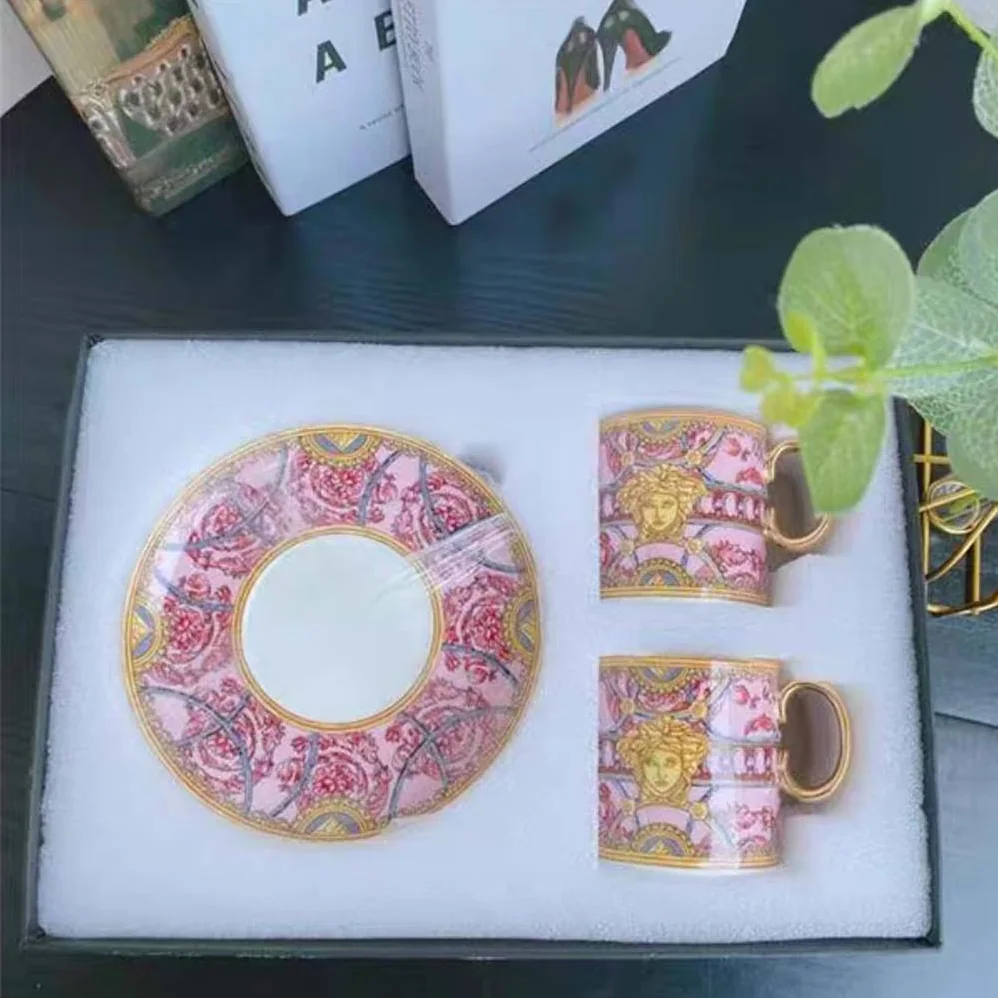 Versace Scala Del Palazzo Coffee Set Includes A Coffee Cup with Handle and A Matching Saucer for Unisex Versace Scala Del Palazzo Coffee Set Includes A Coffee Cup with Handle and A Matching Saucer for Unisex