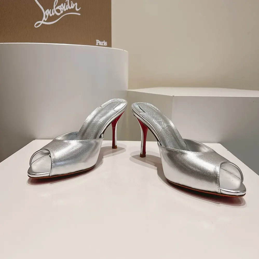 Christian Louboutin Me Dolly 100 mm Mules Nappa leather for Women in Silver Christian Louboutin Me Dolly 100 mm Mules Nappa leather for Women in Silver