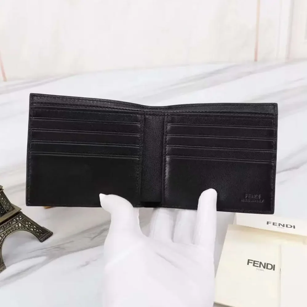 Fendi Bi-Fold Wallet in FF Motif Nappa Leather for Men