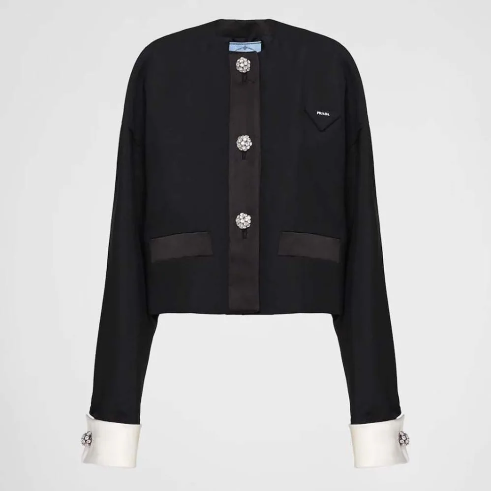 Prada Kid Mohair Jacket for Women in Black