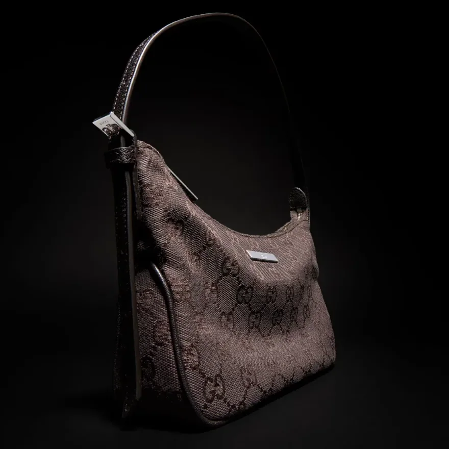 Gucci Lady Lunetta Small Shoulder Bag in Dark Brown Palladium Hardware Gucci Lady Lunetta Small Shoulder Bag in Dark Brown Palladium Hardware