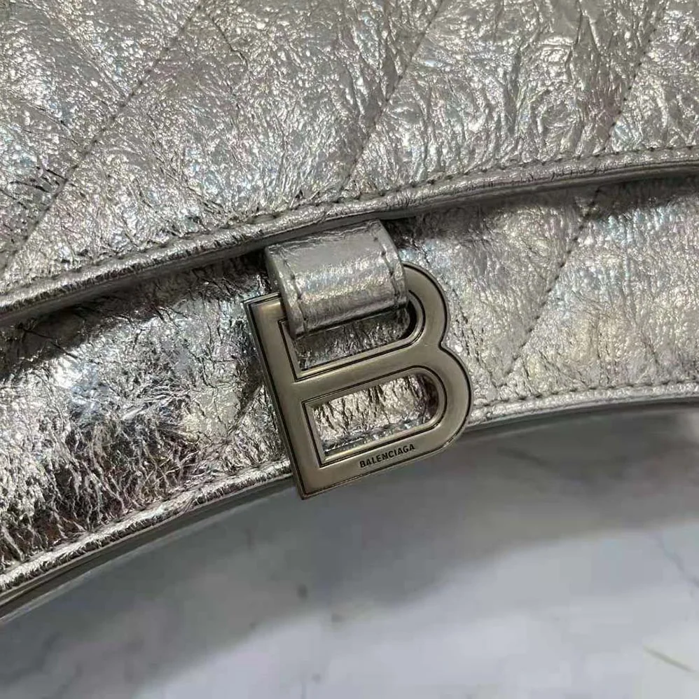 Balenciaga Crush Small Chain Bag Metallized Quilted in Silver for Women Balenciaga Crush Small Chain Bag Metallized Quilted in Silver for Women