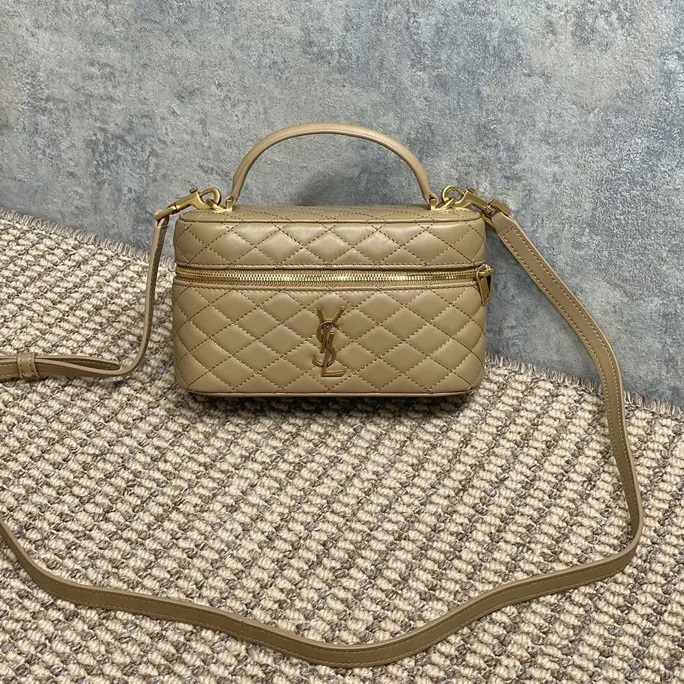Saint Laurent YSL Gaby Vanity Bag In Lambskin for Women in Beige Saint Laurent YSL Gaby Vanity Bag In Lambskin for Women in Beige