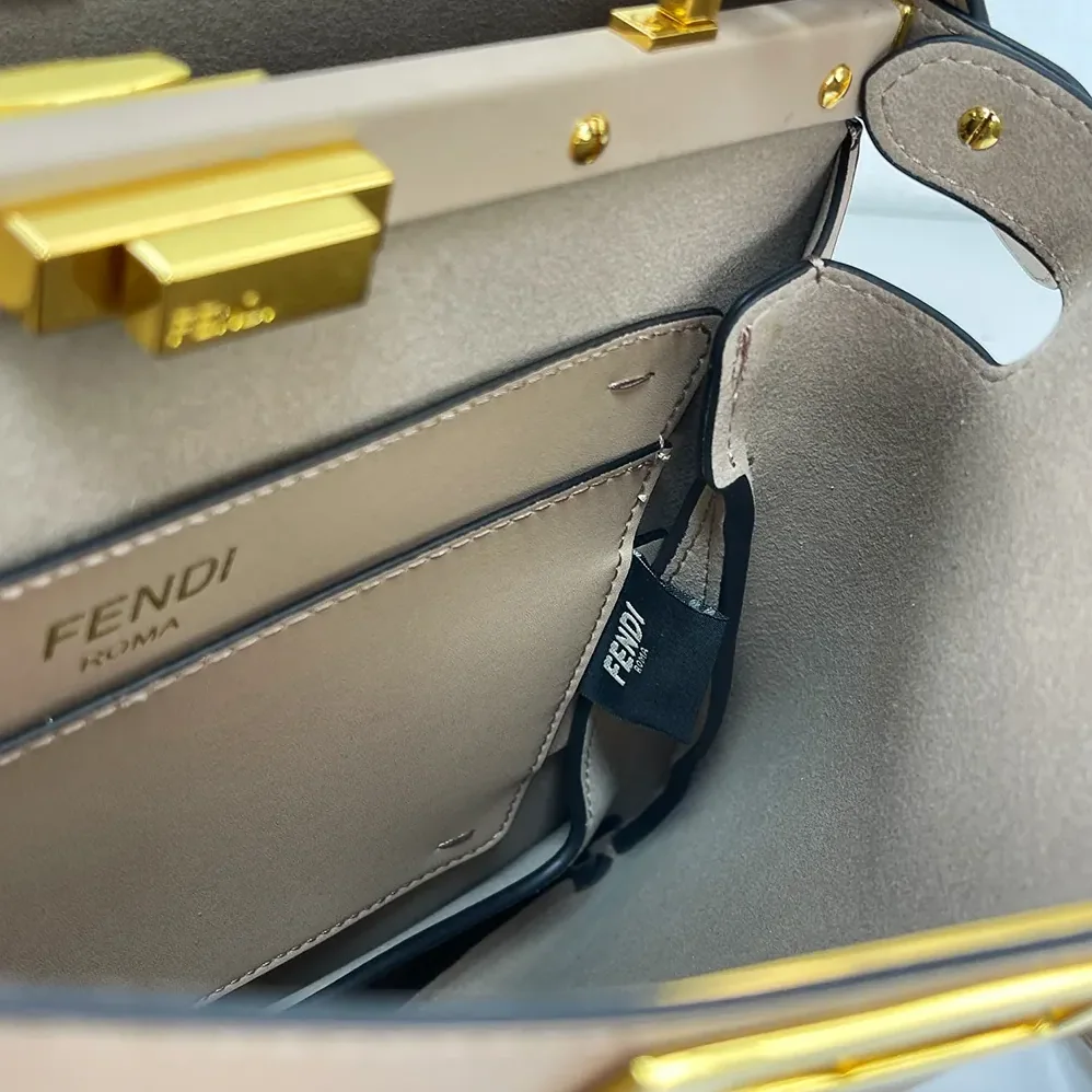 Fendi Peekaboo Soft Medium Dove Gray Leather Bag for Women