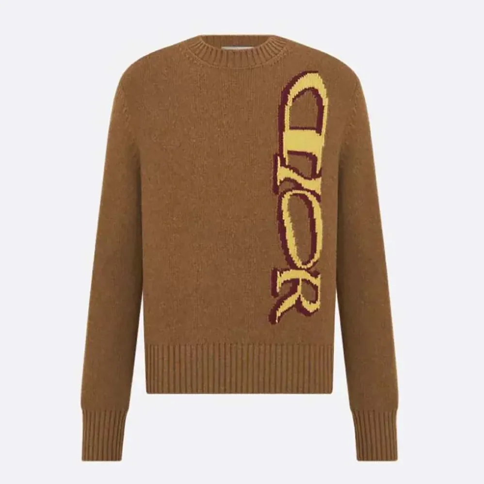 Dior DIOR AND LEWIS HAMILTON Sweater Brown Virgin Wool and Cashmere Intarsia for Men