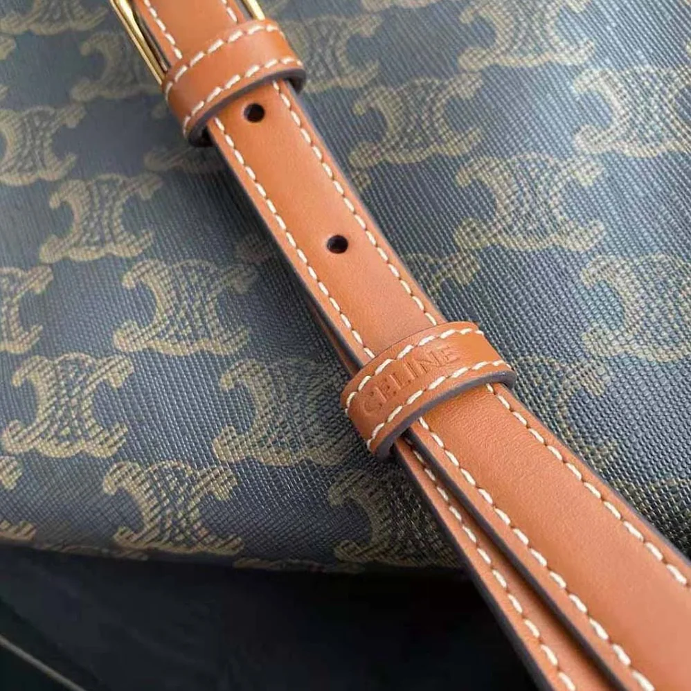 Celine Mini Besace in Triomphe Canvas and Calfskin for Women in Brown