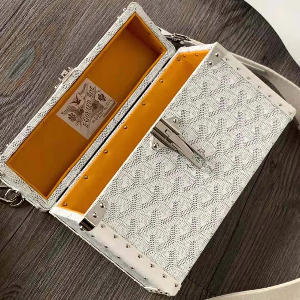 Goyard Cassette Trunk Bag in Goyardine Canvas & Clamecy Cowhide for Women in White Goyard Cassette Trunk Bag in Goyardine Canvas & Clamecy Cowhide for Women in White
