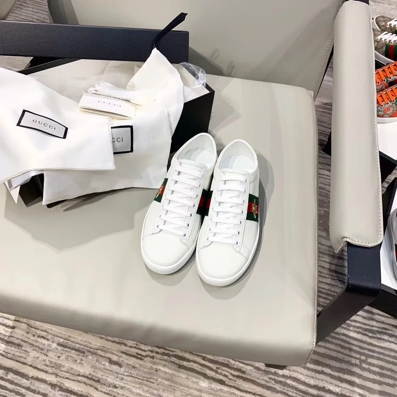 Gucci Ace Sneaker With Bee White GG for Women
