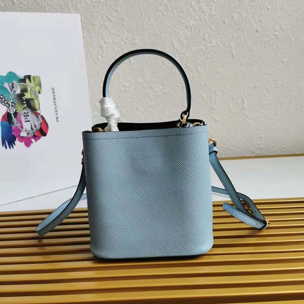Prada Small Saffiano Leather Prada Panier Bag for Women in Blue