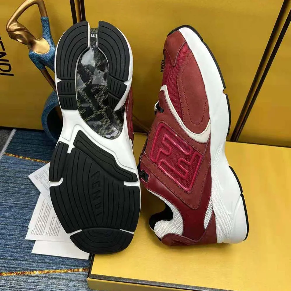 Fendi Faster Trainers Burgundy Nubuck Leather Low for Men in Tops Fendi Faster Trainers Burgundy Nubuck Leather Low for Men in Tops