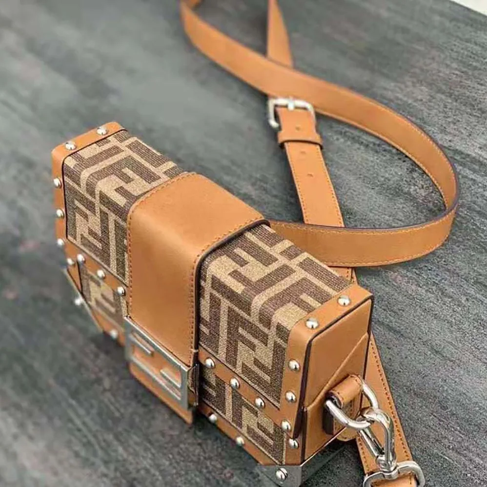 Fendi Baguette Trunk Mini Brown Fabric Bag for Men