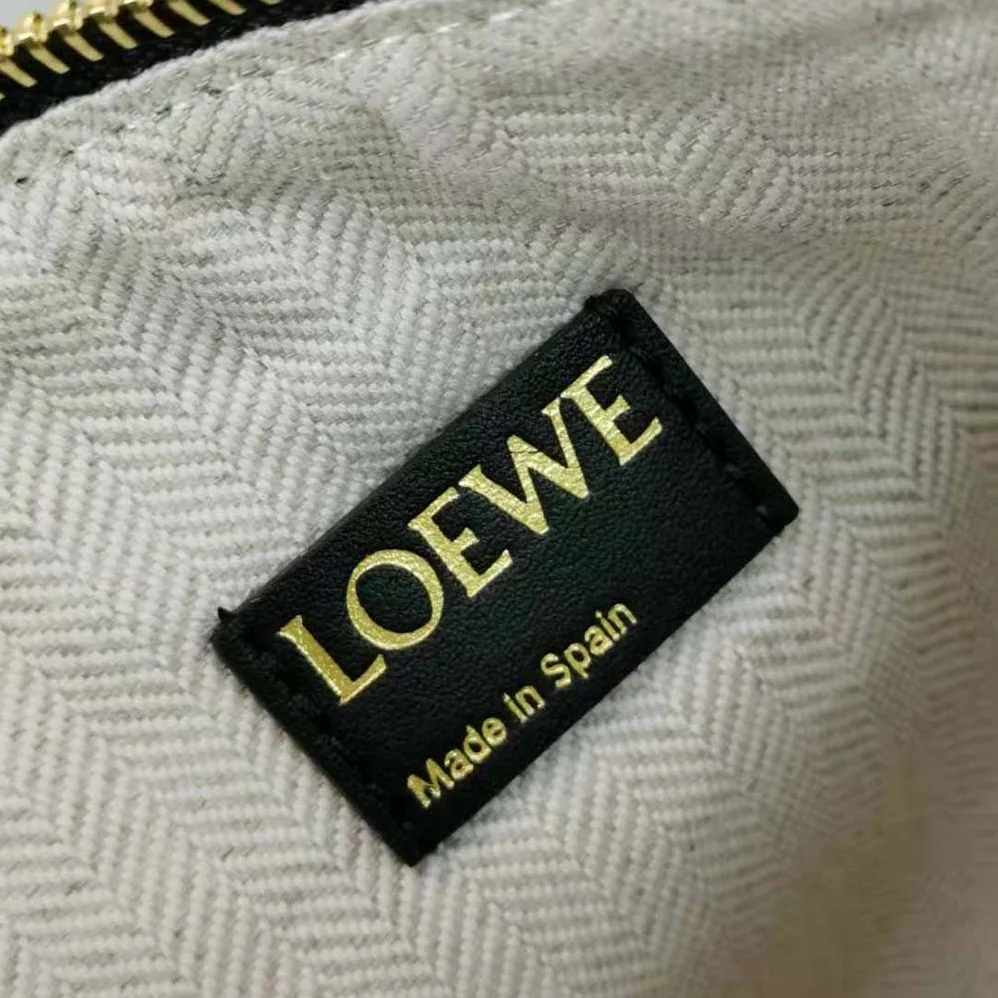 Loewe Oblong Anagram Pouch in Jacquard and Calfskin for Women in Black Loewe Oblong Anagram Pouch in Jacquard and Calfskin for Women in Black