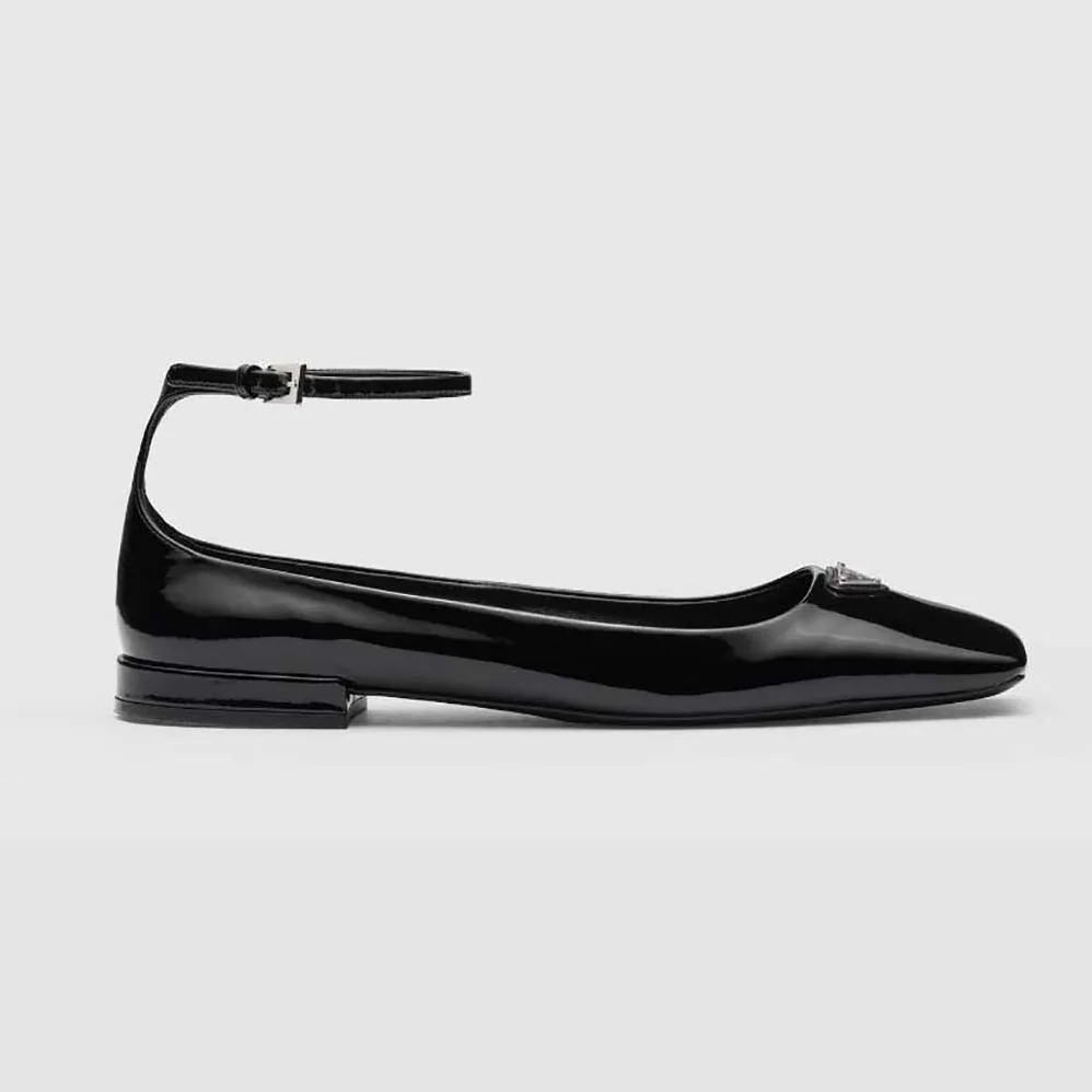 Prada Patent Leather Ballerinas for Women in Black