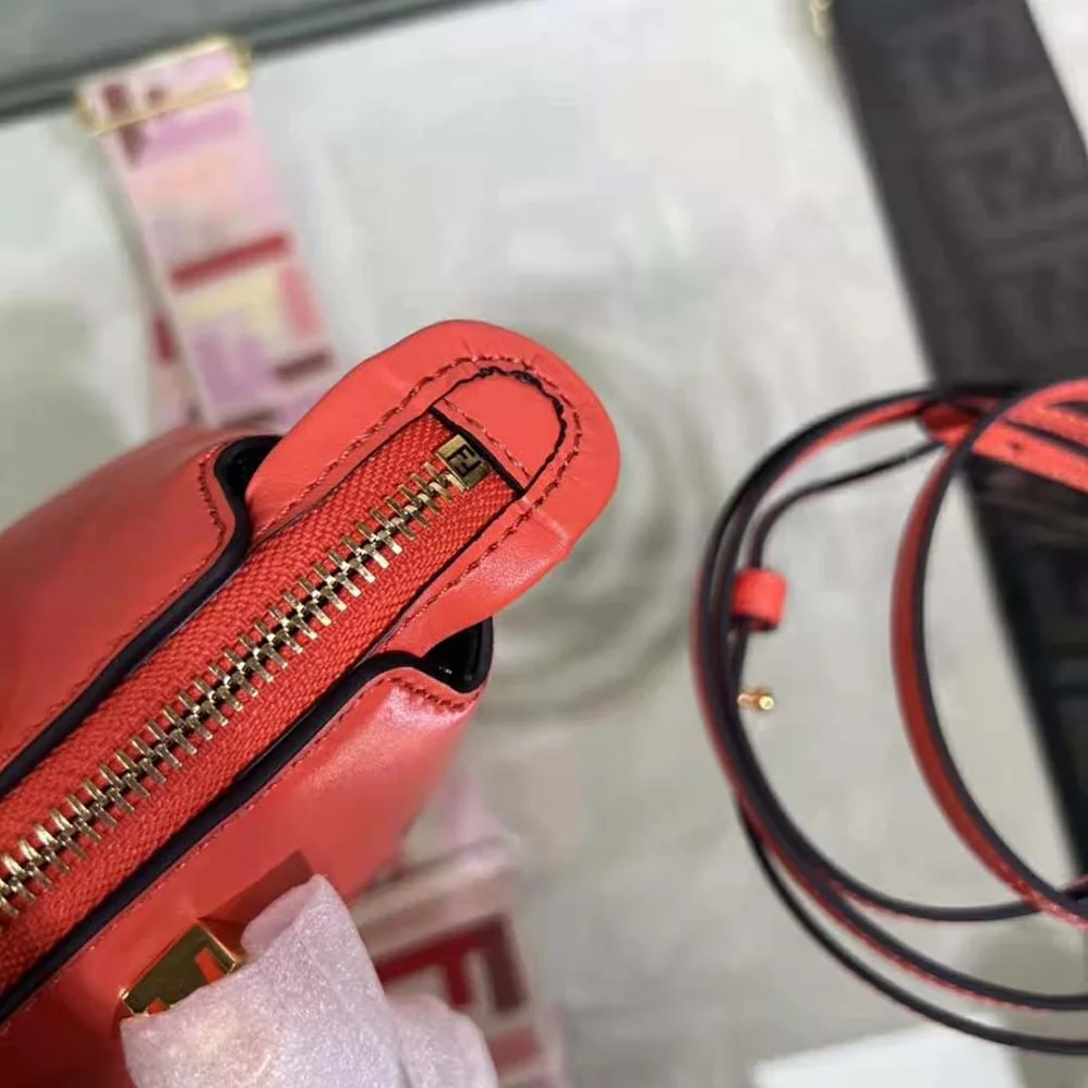 Fendi By The Way Mini Red Leather Small Boston Bag for Women