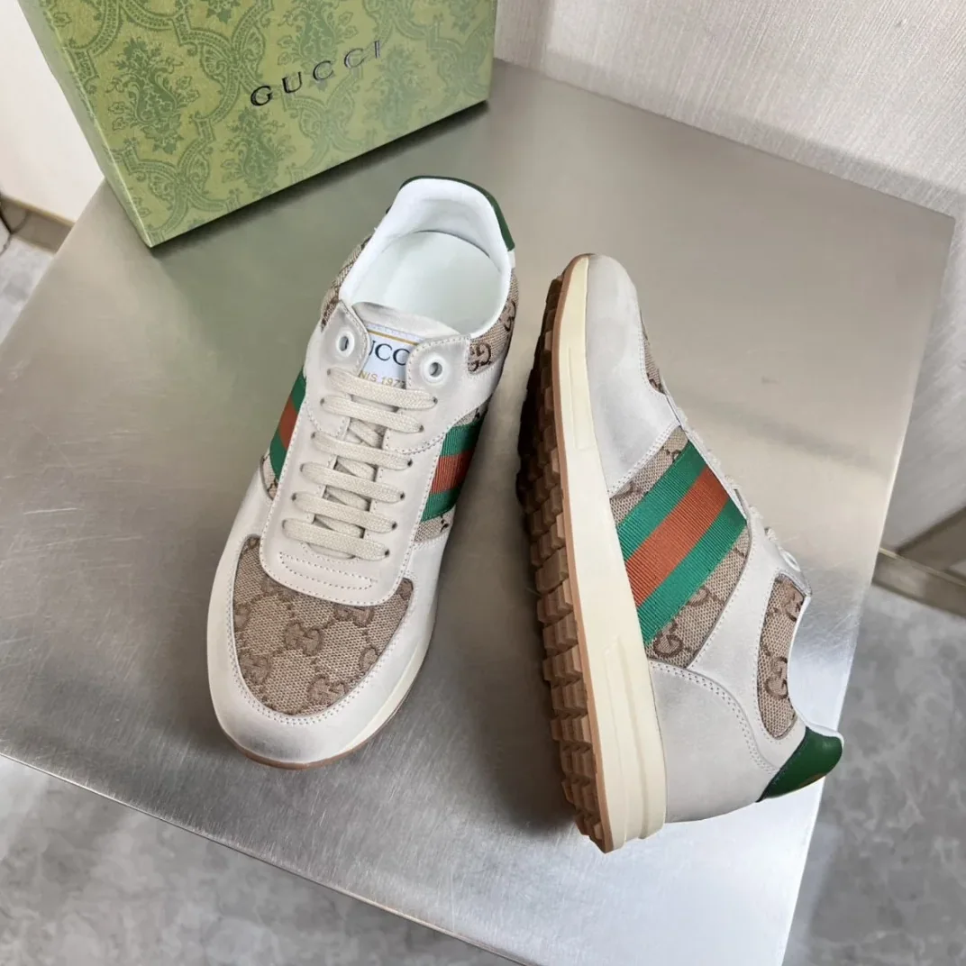Gucci GG Sneaker With Web Green GG Shoes for Men