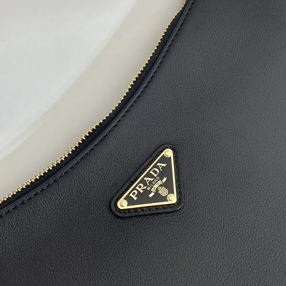 Prada Aimée Medium Leather Shoulder Bag for Women in Black