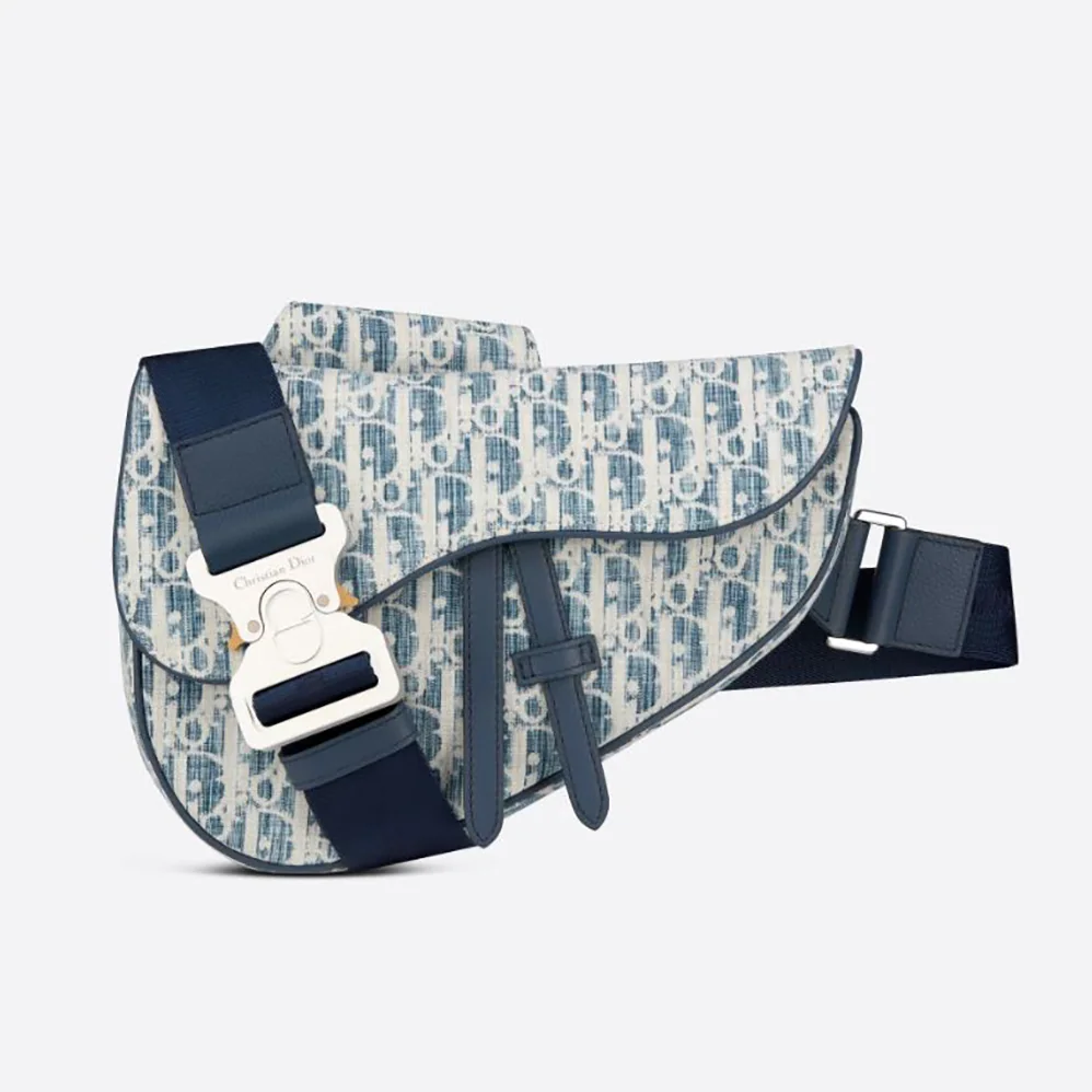 Dior Saddle bag Blue Dior Oblique Kasuri jacquard for Men Dior Saddle bag Blue Dior Oblique Kasuri jacquard for Men