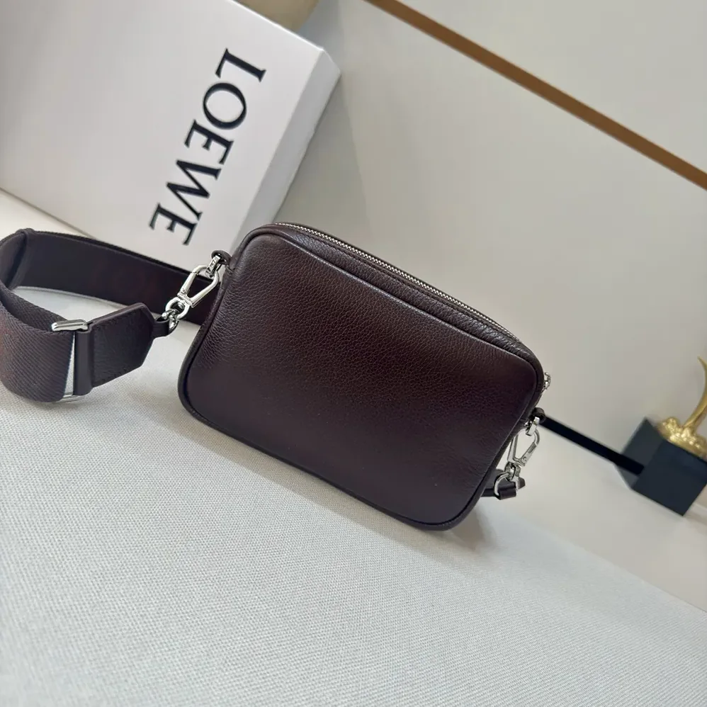 Loewe Small Pebble Messenger Bag in Supple Grained Calfskin for Unisex in Burgundy Loewe Small Pebble Messenger Bag in Supple Grained Calfskin for Unisex in Burgundy