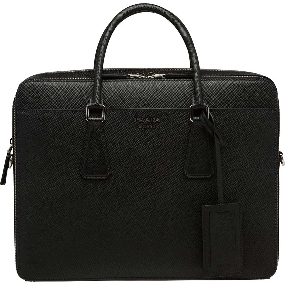 Prada Saffiano Leather Briefcase Bag for Men in Black Prada Saffiano Leather Briefcase Bag for Men in Black