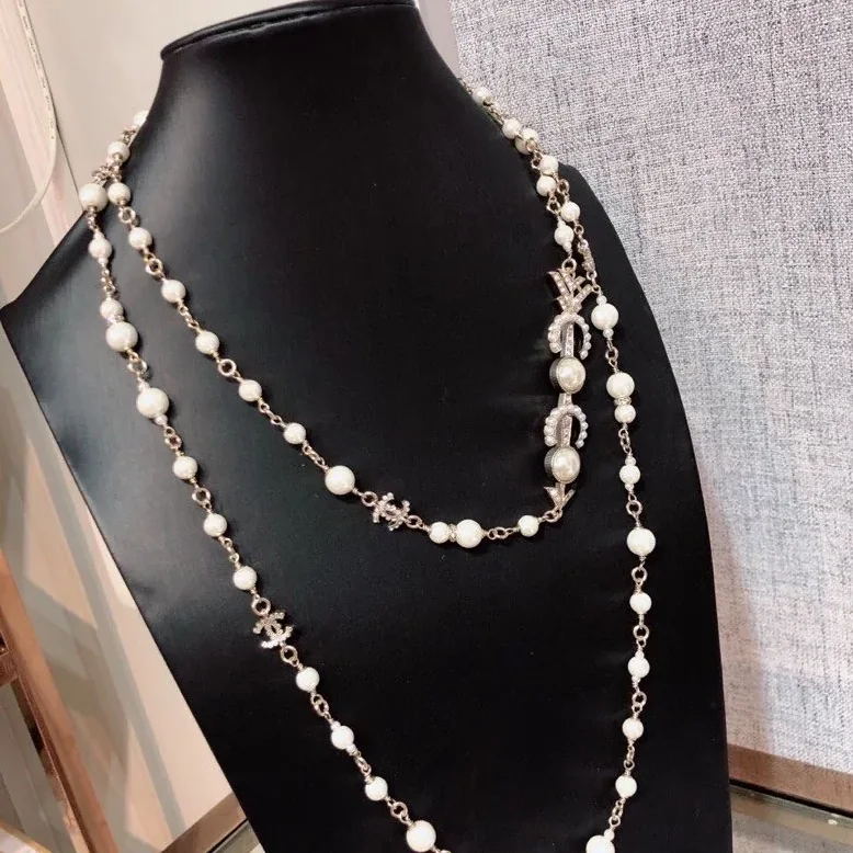 Chanel Accessories Pearl Necklace Logo CC Gold Tone Chanel Accessories Pearl Necklace Logo CC Gold Tone