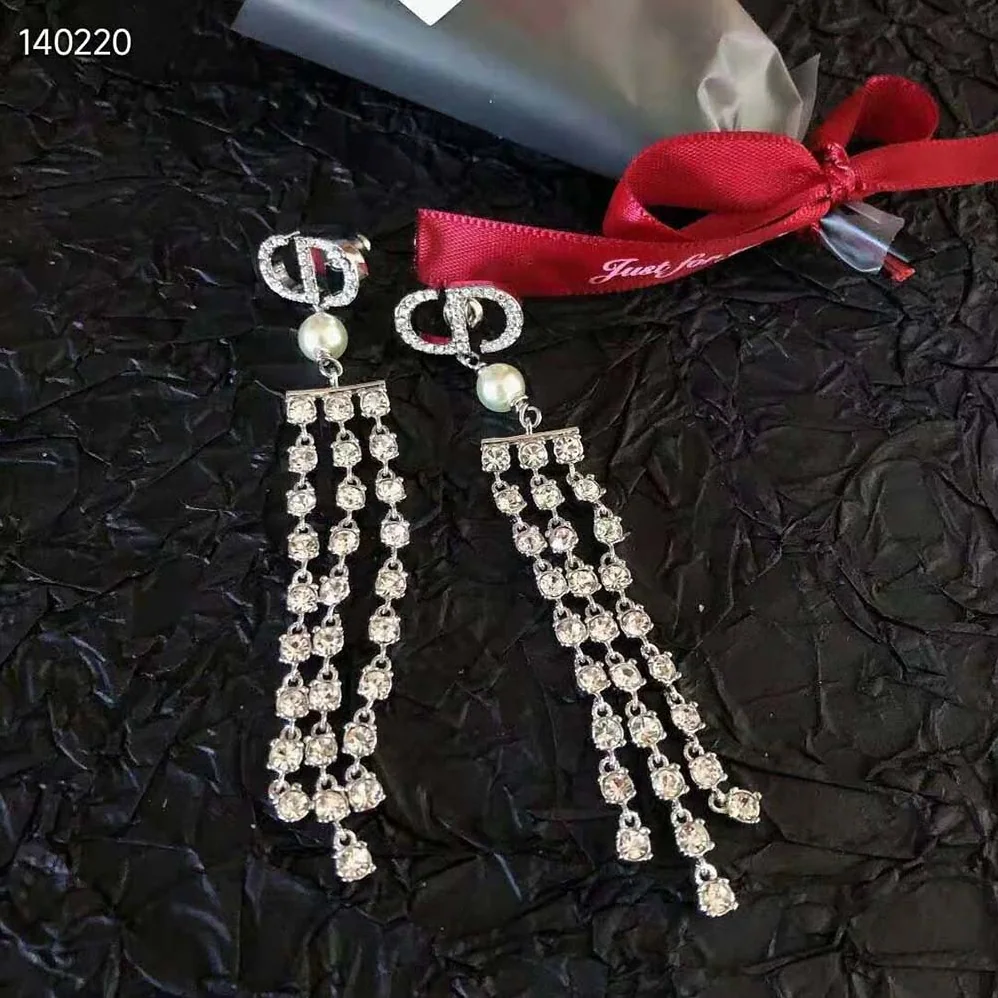 Dior 30 Montaigne Earrings Silver-Finish Metal with White Resin Pearls and Silver for Women in Tone Crystals