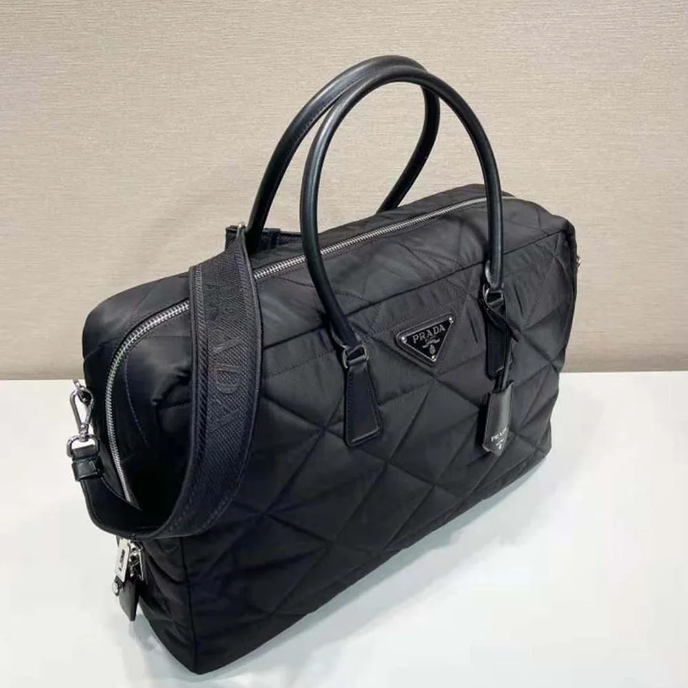 Prada Quilted Re-Nylon Travel Bag for Unisex in Black