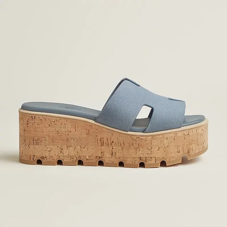 Hermes Eze 30 Sandals Bleu Grignon