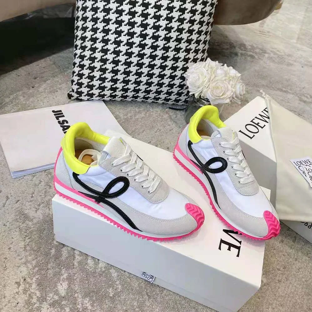 Loewe Flow Runner in Nylon and Suede for Women in Pink Loewe Flow Runner in Nylon and Suede for Women in Pink