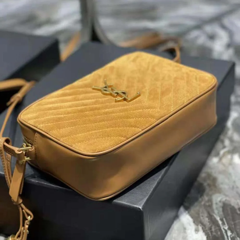 Saint Laurent YSL Lou Camera Bag in Quilted Suede and Smooth Leather for Women