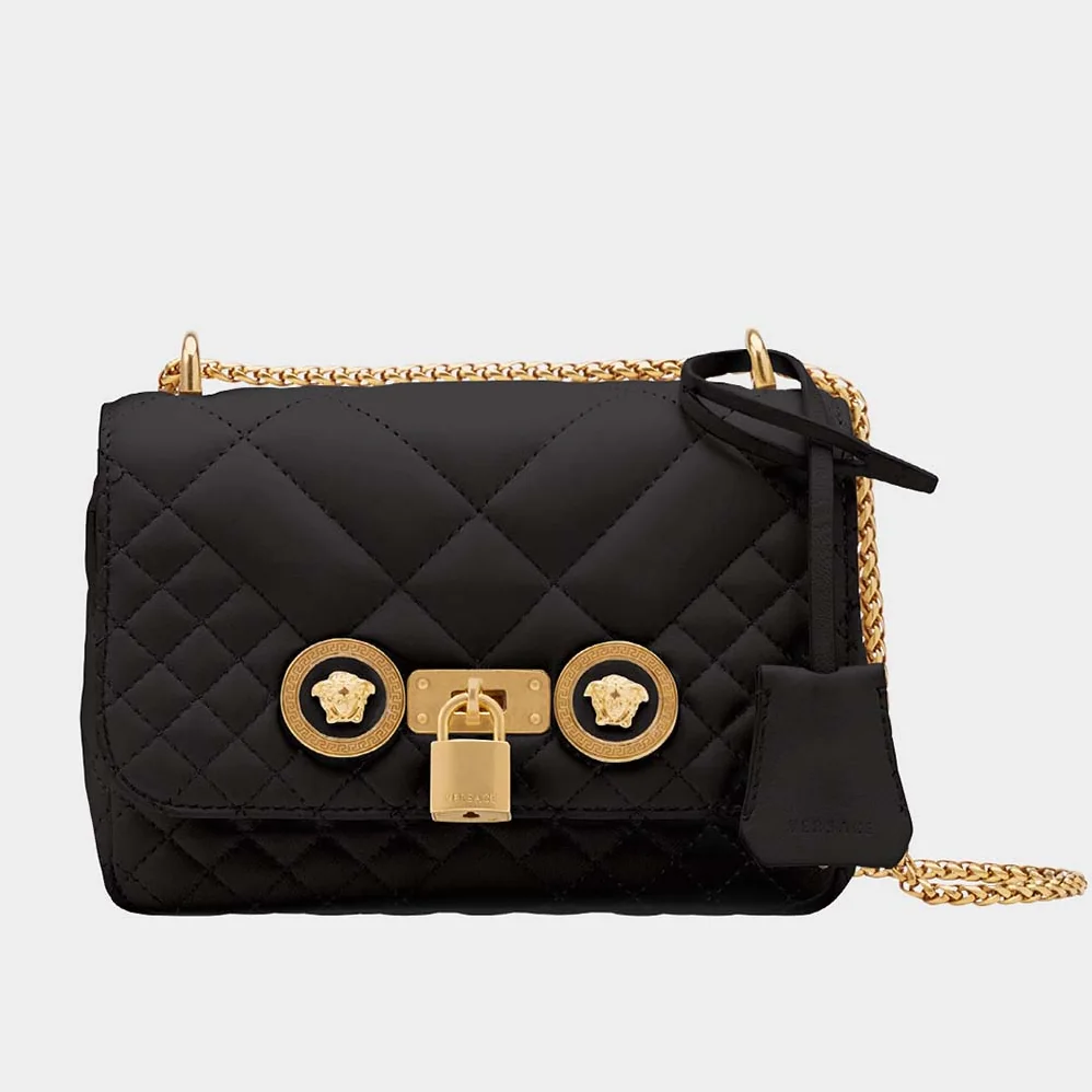 Versace Small Quilted Icon Shoulder Bag Nappa Leather for Women in Black