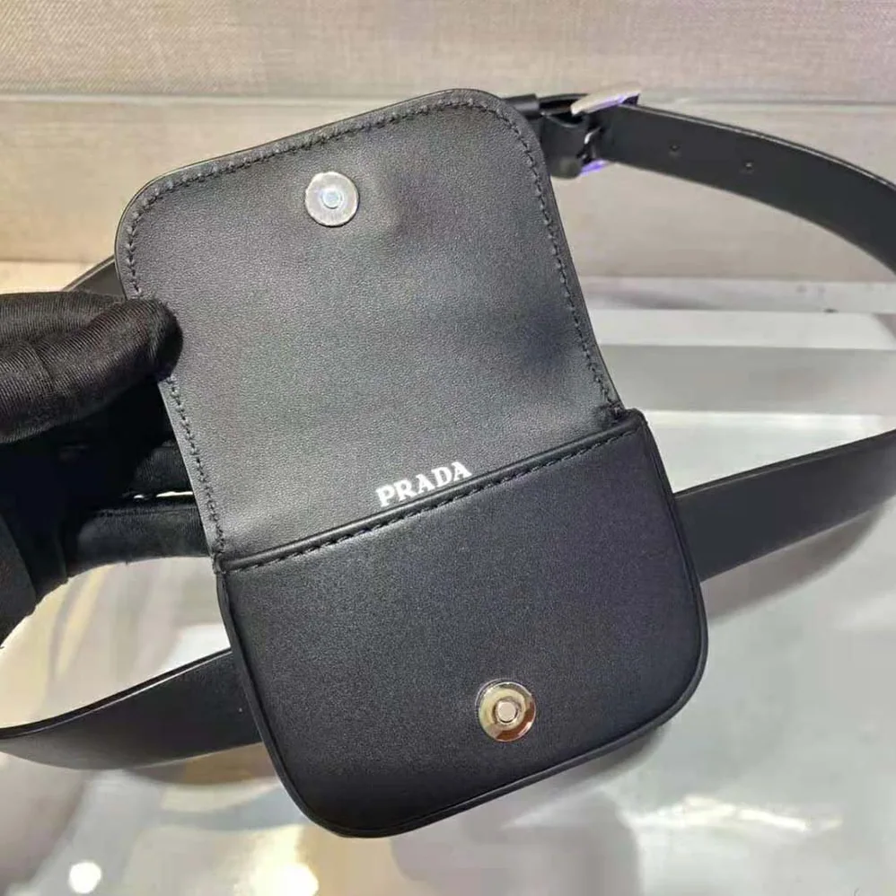 Prada Leather Belt With a Hybrid Multifunctional Design for Women in Black