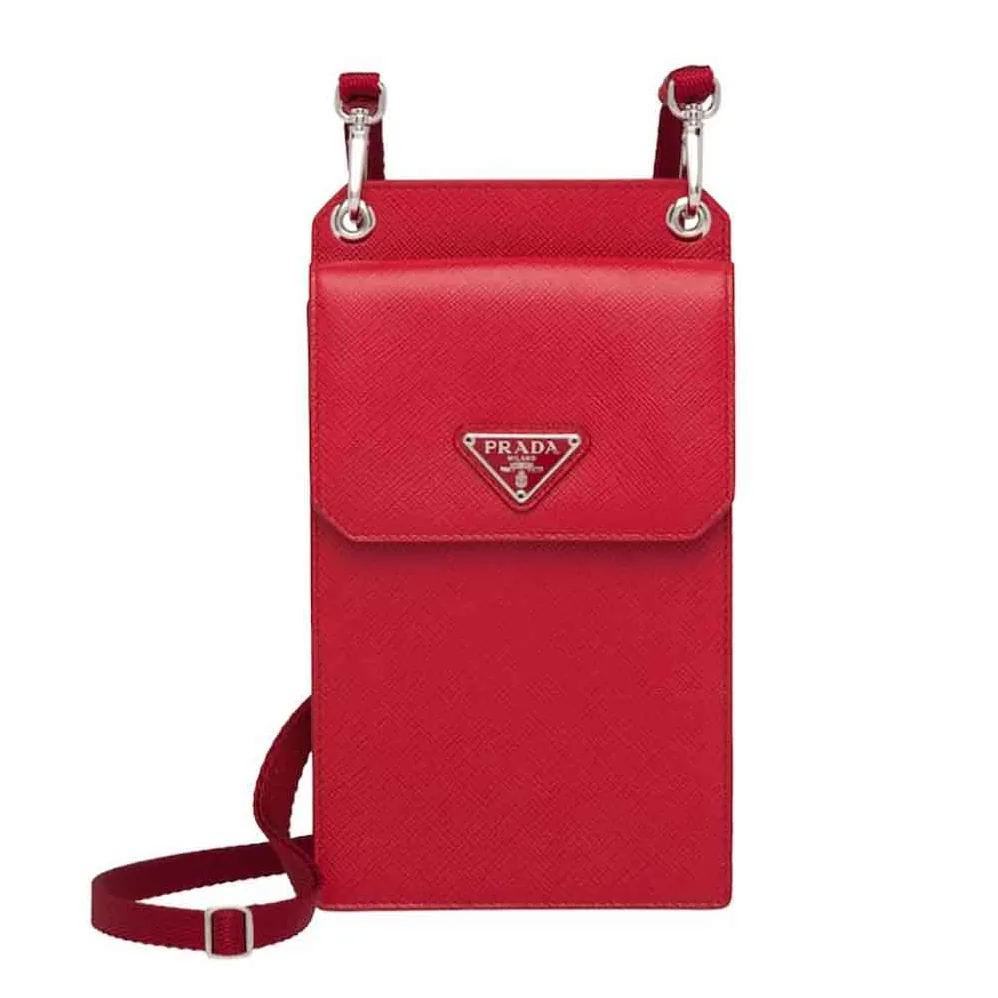 Prada Saffiano Leather Smartphone Case for Men in Red Prada Saffiano Leather Smartphone Case for Men in Red