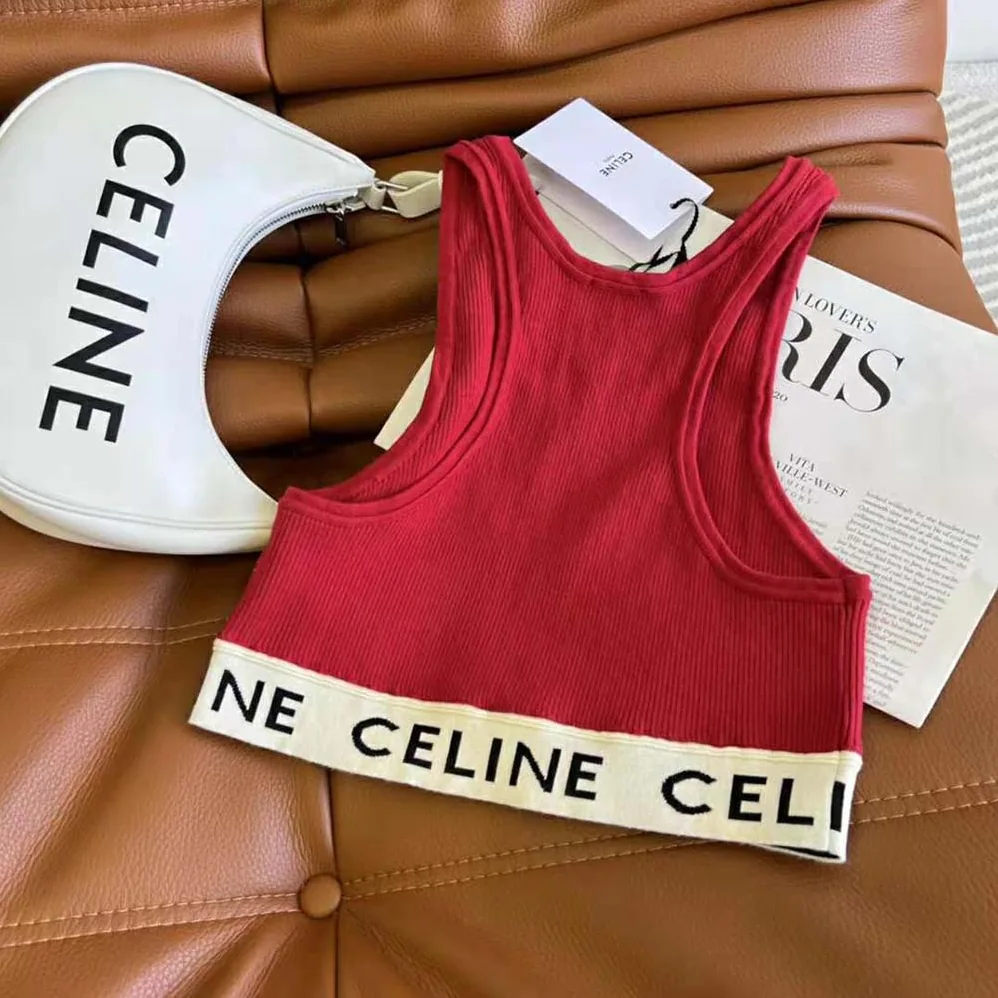 Celine Athletic Knit Bra Top for Women in Red Celine Athletic Knit Bra Top for Women in Red