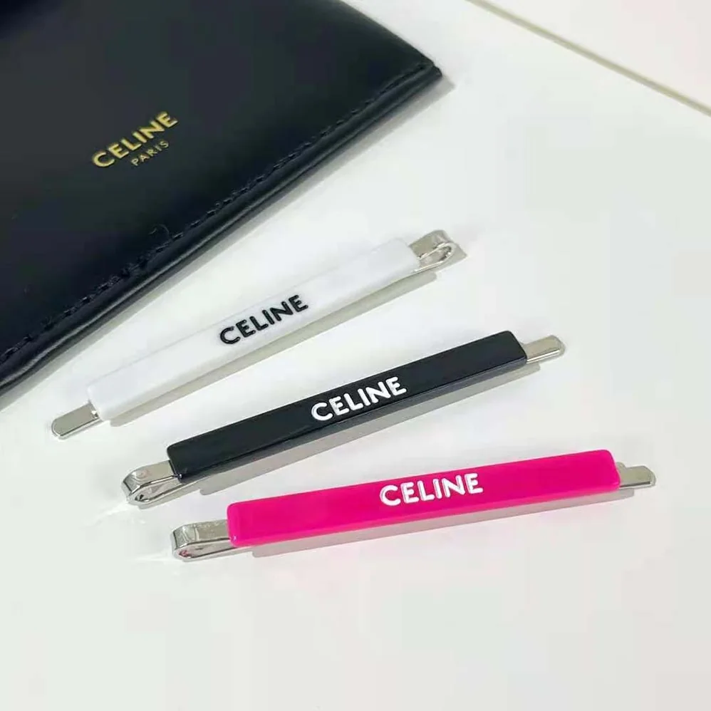 Celine Monochroms Set of 3 Hair Clips in Acetate and Steel for Women Celine Monochroms Set of 3 Hair Clips in Acetate and Steel for Women