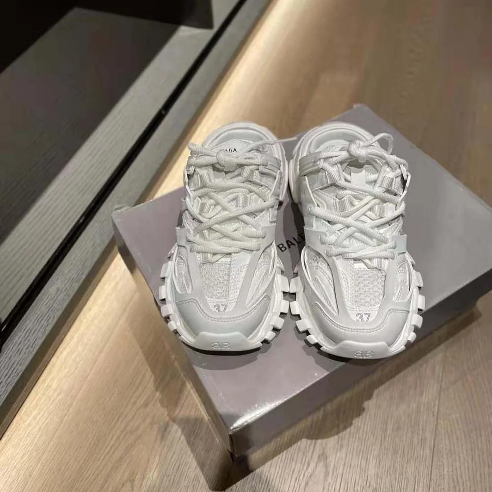 Balenciaga Track Mule in White Mesh and Nylon for Women Balenciaga Track Mule in White Mesh and Nylon for Women