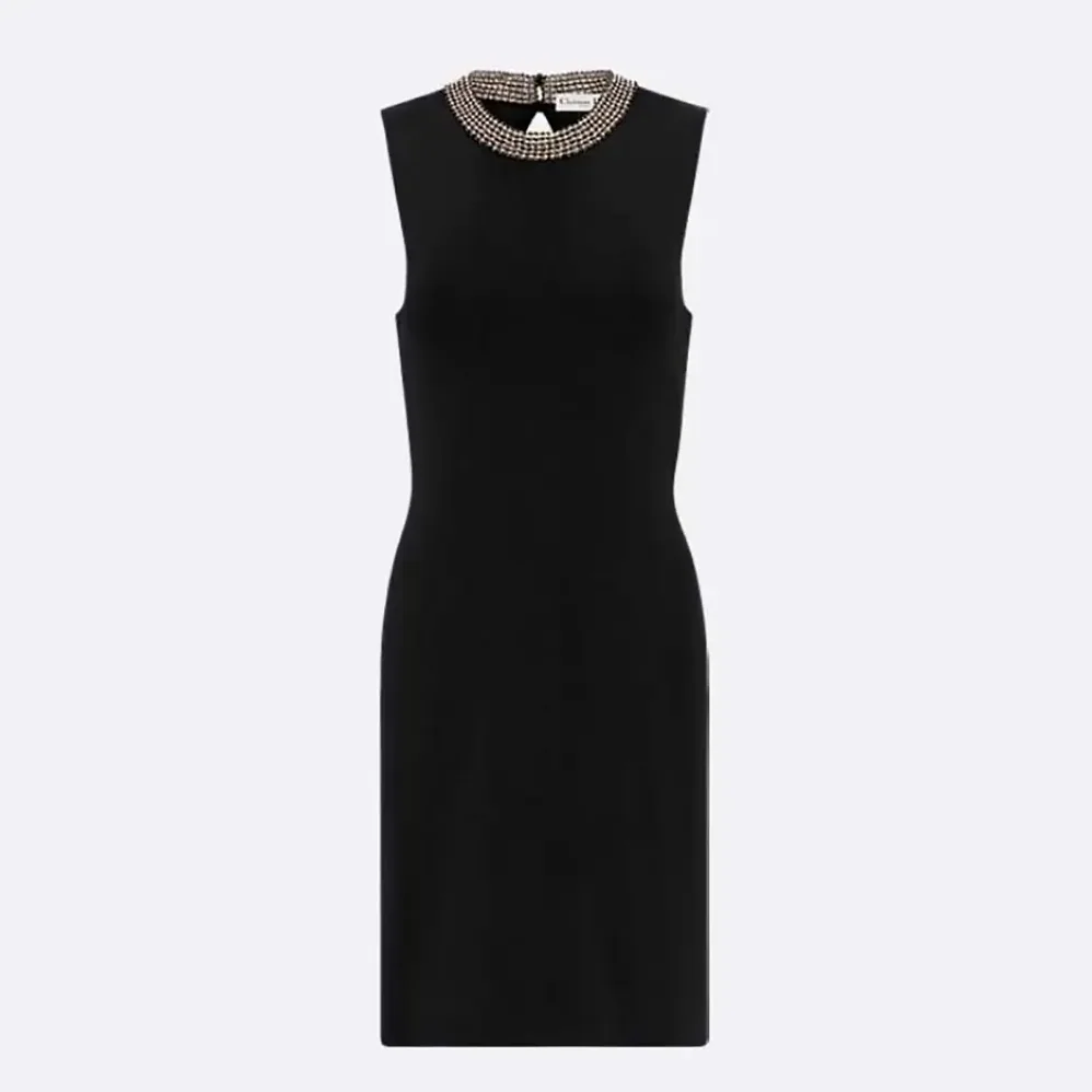 Dior Embroidered Tunic Black Silk Ribbed Knit for Women Dior Embroidered Tunic Black Silk Ribbed Knit for Women