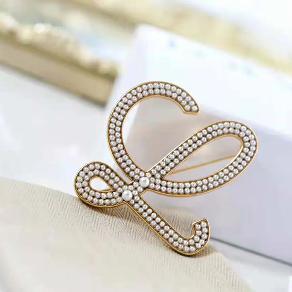 Loewe Brooch in Metal and Pearls for Women Loewe Brooch in Metal and Pearls for Women