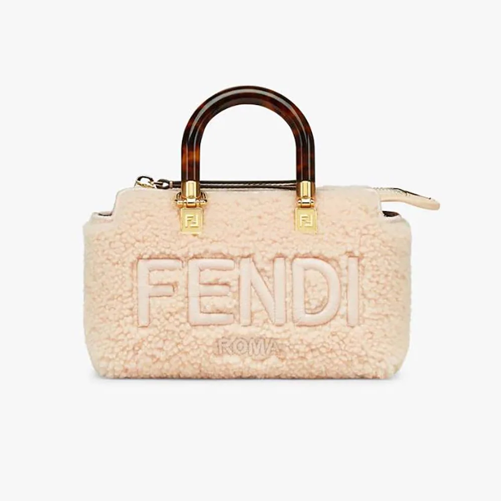 Fendi By The Way Mini Light Pink Sheepskin Small Boston Bag for Women