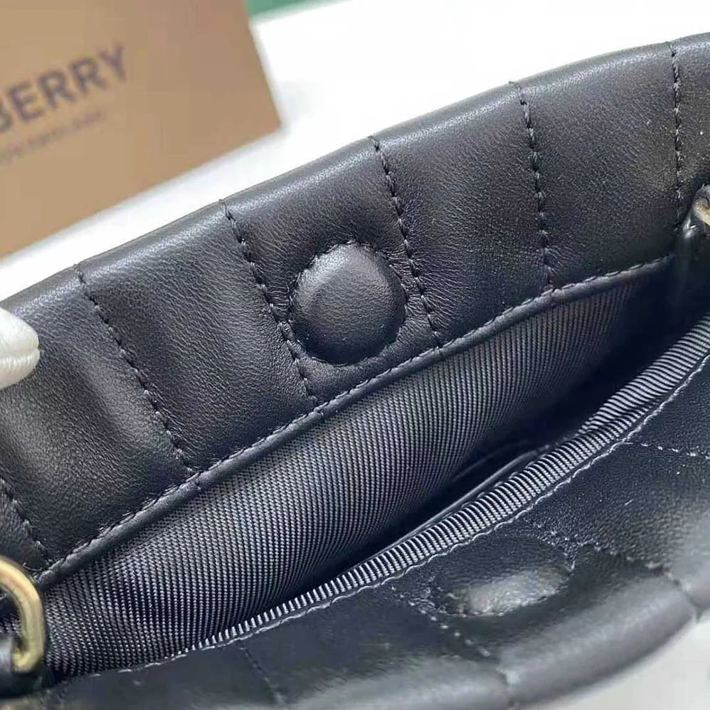 Burberry Micro Quilted Lambskin Lola Bucket Bag for Women in Black