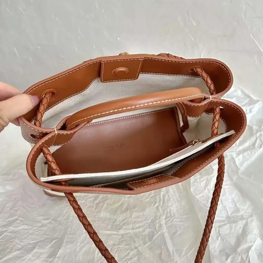 Bottega Veneta Small Andiamo in Calf Leather and Canvas for Women in Brown