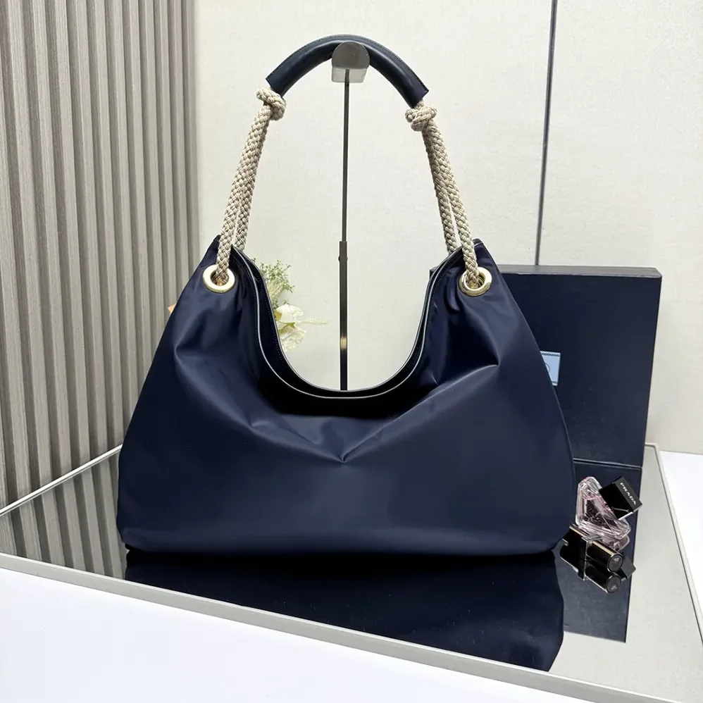 Prada Mariner Large Re-Nylon Shoulder Bag for Women in Navy