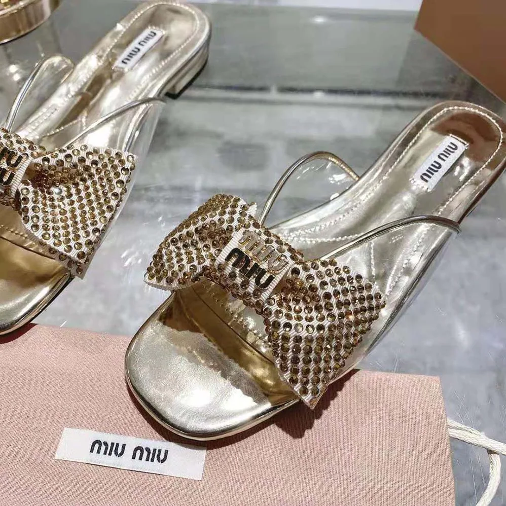 Miu Miu Vinyl and Metallic Leather Sandals with Crystals for Women Miu Miu Vinyl and Metallic Leather Sandals with Crystals for Women