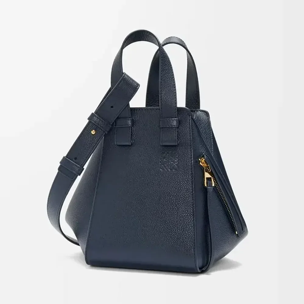 Loewe Compact Hammock Bag in Soft Grained Calfskin for Unisex in Deep Navy